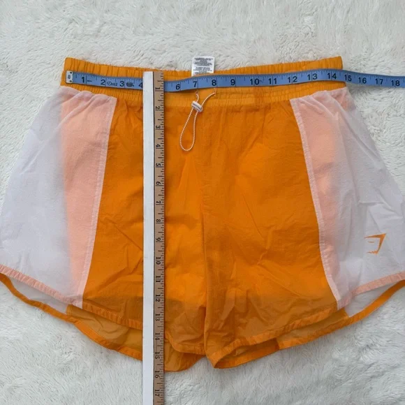 Gymshark Pulse Shorts Women's Medium Orange Nylon 2 in 1 Lined Pocket Activewear - Picture 8 of 9
